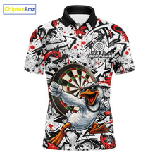 Load image into Gallery viewer, Personalized White &amp; Red Graffiti Darts Men Polo &amp; 1/4-Zip Dart Shirt Funny Duck Dart Team Jerseys NYN2901