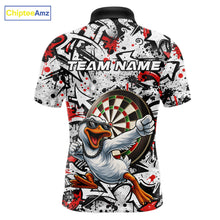 Load image into Gallery viewer, Personalized White &amp; Red Graffiti Darts Men Polo &amp; 1/4-Zip Dart Shirt Funny Duck Dart Team Jerseys NYN2901