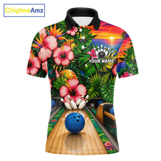 Monstera Women Bowling Polo Shirt Custom Summer Tropical Youth Bowling Shirts