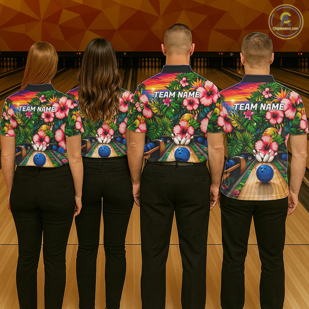 Monstera Pattern Funny Men Bowling Shirt Custom Summer Tropical Youth Bowling Shirts NYN3278