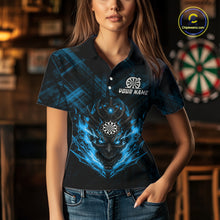 Load image into Gallery viewer, Blue Skull Lightning Thunder Grunge Dartboard Custom Women Polo Darts Shirt Dart Gifts NYN2014