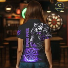 Load image into Gallery viewer, Purple Horror Tiger Fire Flame Dartboard Custom Women Darts Polo League Shirts Dart Jerseys NYN2247