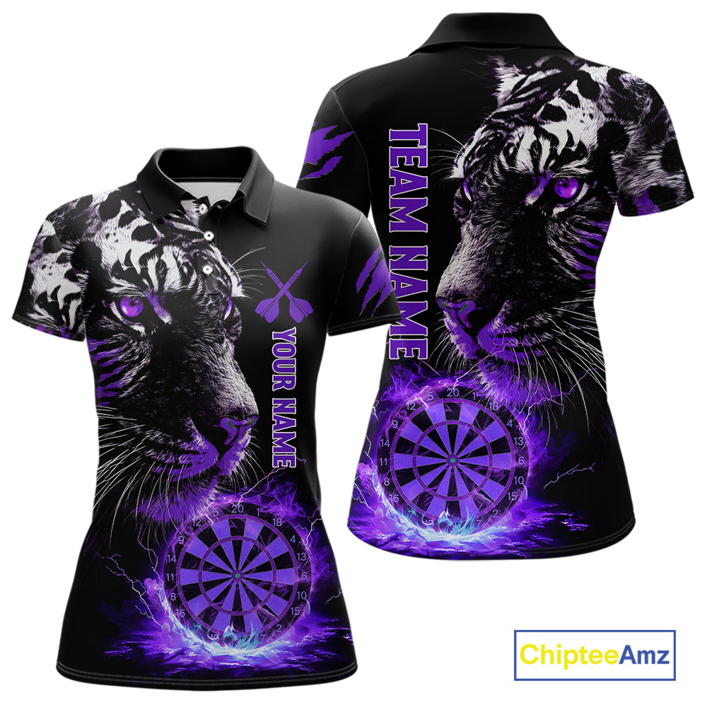 Purple Horror Tiger Fire Flame Dartboard Custom Women Darts Polo League Shirts Dart Jerseys NYN2247