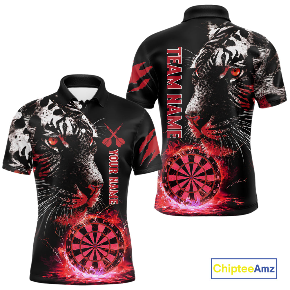 Red Horror Tiger Fire Flame Dartboard Custom Men Darts Polo League Shirts Dart Jerseys NYN2248