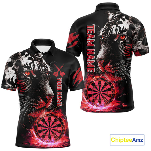 Red Horror Tiger Fire Flame Dartboard Custom Men Darts Polo League Shirts Dart Jerseys NYN2248