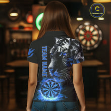 Load image into Gallery viewer, Blue Horror Tiger Fire Flame Dartboard Custom Women Darts Polo League Shirts Dart Jerseys NYN2249