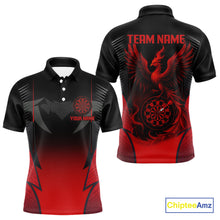 Load image into Gallery viewer, Custom Dart Team Shirt With Black Maroon Phoenix For Men - Personalized Name &amp; Team NYN0333