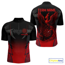 Load image into Gallery viewer, Custom Dart Team Shirt With Black Maroon Phoenix For Men - Personalized Name &amp; Team NYN0333