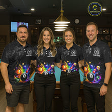 Load image into Gallery viewer, Personalized Rainbow Splatter 8 Ball Pool Polo Shirts For Women, Custom Grunge Billiard Team Apparel NYN3294