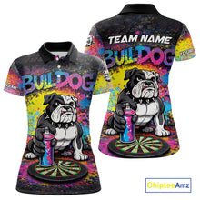 Load image into Gallery viewer, Custom Funny Bulldog Colorful Paint Women Darts Polo League Shirts Splash Dart Team Jerseys NYN2253