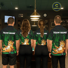 Load image into Gallery viewer, Funny Cat Crown 8 Ball Pool Billiard Shirts For Men Custom Green Grunge Billiard Polo &amp; 1/4-Zip Jersey NYN3314