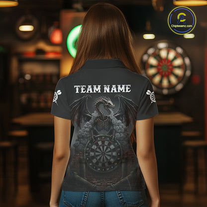 Skeleton Dragon Grey Smokes Cracked Darts League Shirt Custom Dragon Women Darts Jersey NYN2039