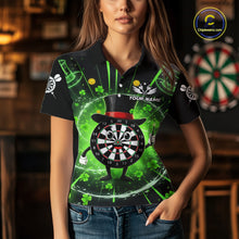 Load image into Gallery viewer, Custom Green Patrick Day Funny Dartboard Women Polo Dart Jerseys Shamrock Dart Gifts NYN2045