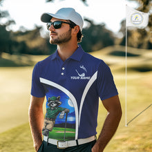 Load image into Gallery viewer, Funny Raccoon Moonlit Golf Course Mens Golf Shirts Upf Golf Shirts Custom Blue Golf Apparel NYN3318