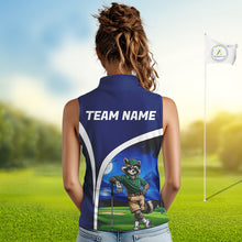Load image into Gallery viewer, Funny Raccoon Golf Course Women Golf Shirts Upf Golf Sleeveless Shirts Custom Blue Golf Apparel NYN3318
