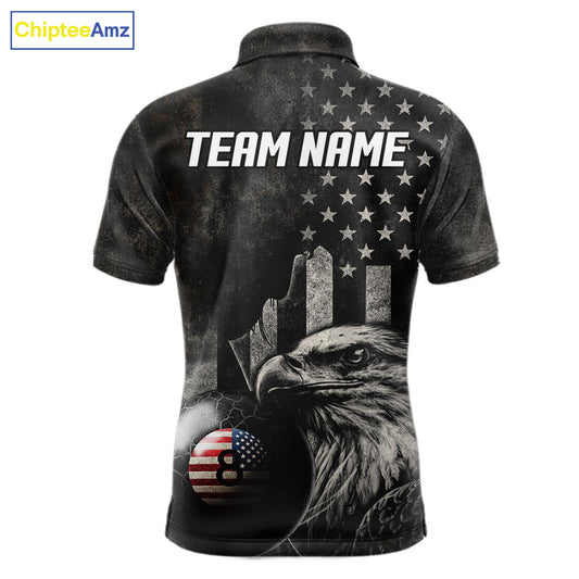 Retro Grunge US Flag Eagle Pool 8 Ball Men Billiard Shirt Custom Patriotic Billiard Team Attire NYN2564