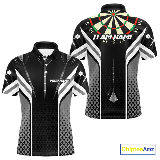 Black Darts Arrow Hit The Bullseye Darts Shirt For Men - Custom Team & Player Name NYN0361