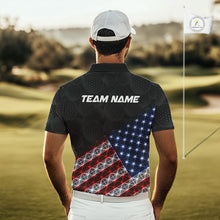 Load image into Gallery viewer, Mens Lightning US Flag Golf Polo Shirts Custom Black Golf Ball America 250Th Golf Shirt NYN3328