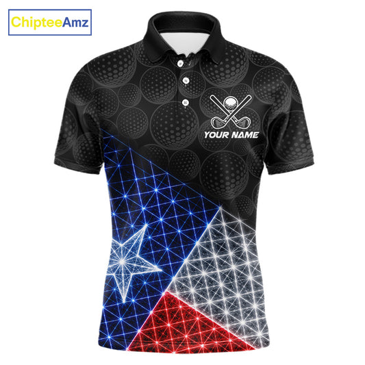 Lightning Texas flag golf polo shirt for men black golf ball golf jersey