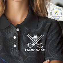 Load image into Gallery viewer, Womens Lightning Texas Flag Golf Polo Shirts Custom Black Golf Ball America 250Th Golf Shirt NYN3329