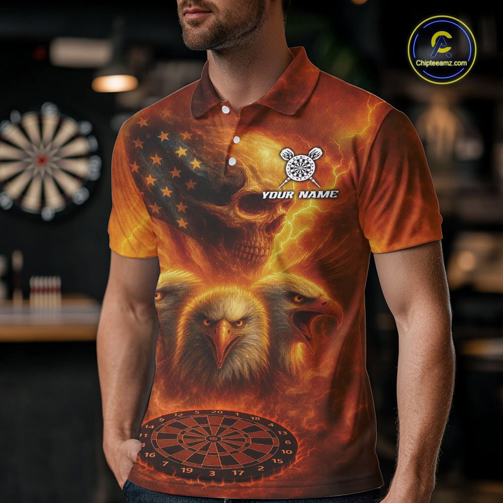 Personalized Flame Dart Shirt Custom Yellow Patriotic Dartboard Dart Jerseys For Men NYN1225