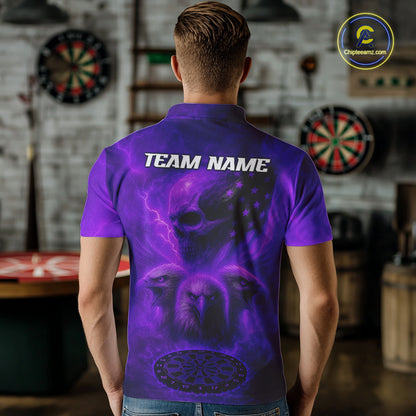 Personalized Flame Dart Shirt Custom Purple Patriotic Dartboard Dart Jerseys For Men NYN1227