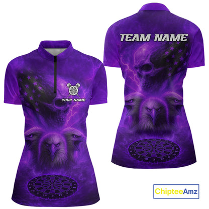 Personalized Flame Dart Shirt Custom Purple Patriotic Dartboard Dart Jerseys For Women NYN1227