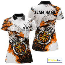 Load image into Gallery viewer, Custom Orange Grunge Eagle Scratch Dartboard Women Darts Polo Shirts Dart Team Jerseys NYN2271