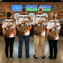 Load image into Gallery viewer, Custom Orange Grunge Eagle Scratch Dartboard Women Darts Polo Shirts Dart Team Jerseys NYN2271