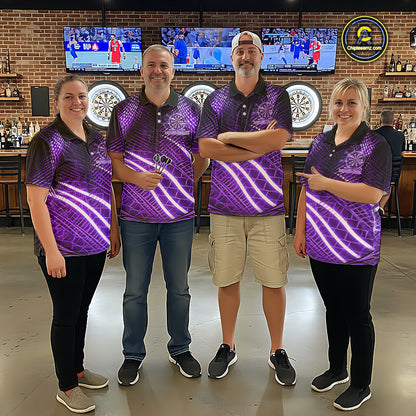 Black And Purple Stripes Light Dartboard Custom Darts Polo Shirts Women Dart Team Jerseys NYN2275