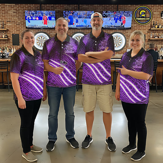 Black And Purple Stripes Light Dartboard Custom Darts Quarter-Zip Shirts Men Dart Team Jerseys NYN2275