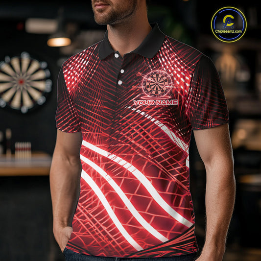 Black And Red Stripes Light Dartboard Custom Darts Polo Shirts Men Dart Team Jerseys NYN2276