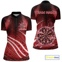 Load image into Gallery viewer, Black And Red Stripes Light Dartboard Custom Darts Quarter-Zip Shirts Women Dart Team Jerseys NYN2276