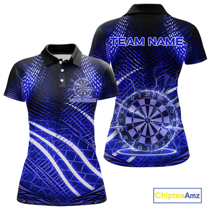 Black And Blue Stripes Light Dartboard Custom Darts Polo Shirts Women  Dart Team Jerseys NYN2277