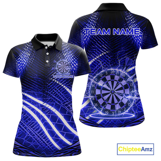 Black And Blue Stripes Light Dartboard Custom Darts Polo Shirts Women  Dart Team Jerseys NYN2277