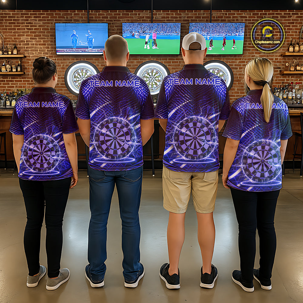 Black And Blue Stripes Light Dartboard Custom Darts Polo Shirts Women  Dart Team Jerseys NYN2277