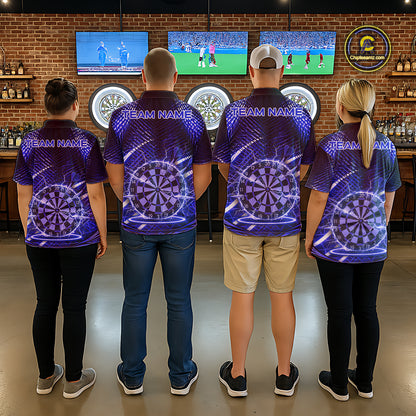 Black And Blue Stripes Light Dartboard Custom Darts Polo Shirts Women  Dart Team Jerseys NYN2277