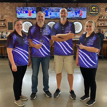 Black And Blue Stripes Light Dartboard Custom Darts Polo Shirts Women  Dart Team Jerseys NYN2277