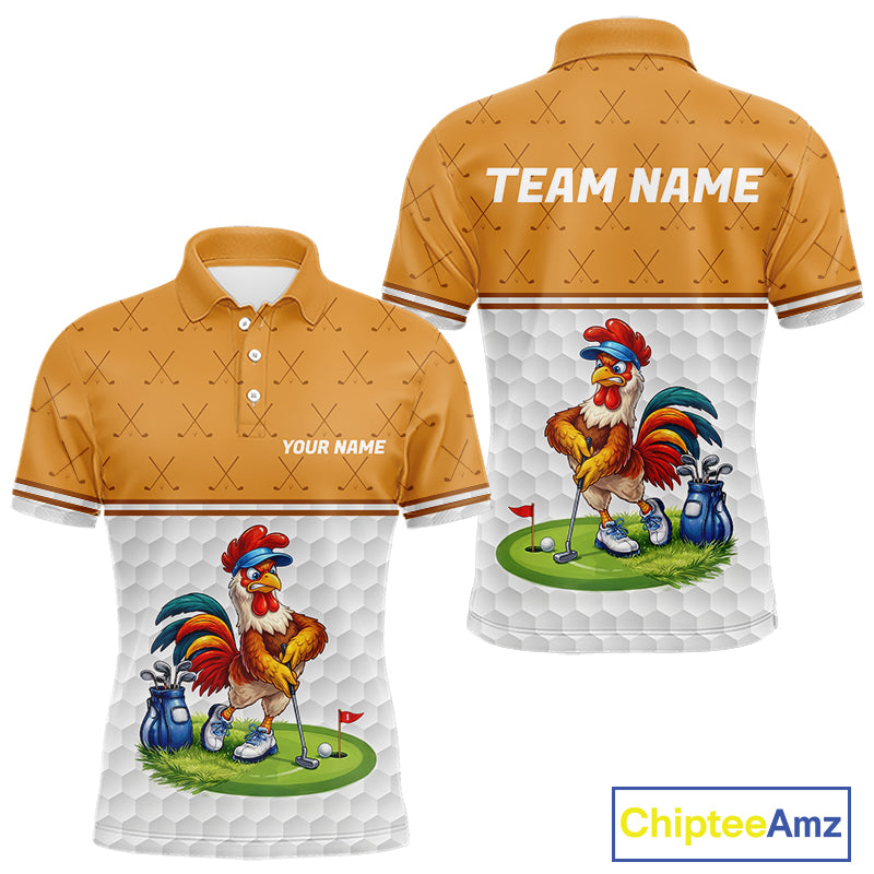 Personalized Funny Angry Rooster Golfer Mens Golf Polo Shirts Custom Clothes Golf Gifts NYN3152