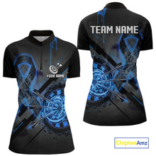 Load image into Gallery viewer, Lightning Blue Ribbon Dartboard Custom Prostate Cancer Awareness Darts Quarter-Zip Shirt For Women NYN1806