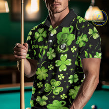 Load image into Gallery viewer, Eagle Shamrock Green St Patrick's Day Men Billiard Shirts Personalized Pool 8 Balls Billiard Attire NYN2740