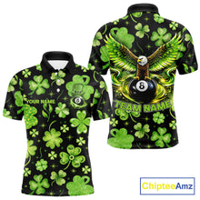 Load image into Gallery viewer, Eagle Shamrock Green St Patrick's Day Men Billiard Shirts Personalized Pool 8 Balls Billiard Attire NYN2740