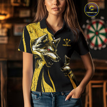 Load image into Gallery viewer, Custom Black And Yellow Wolfs Dartboards Grunge Dart Shirts For Women, Dart Team Jerseys NYN0043