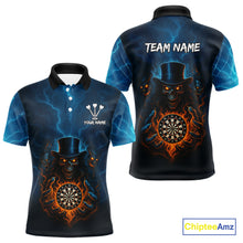 Load image into Gallery viewer, Flaming Dartboard &amp; Evil Magician Darts Shirt For Men - Custom Player &amp; Team Name NYN0392