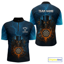 Load image into Gallery viewer, Flaming Dartboard &amp; Evil Magician Darts Shirt For Men - Custom Player &amp; Team Name NYN0392