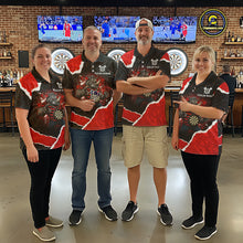 Load image into Gallery viewer, Black &amp; Red Splatter Rhino Women Darts Polo Shirt Custom Funny Team Dart League Jerseys NYN2067
