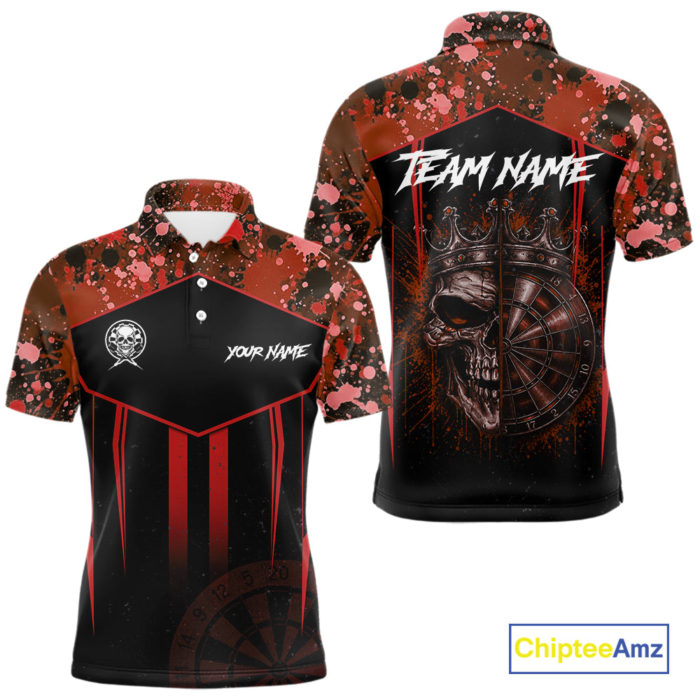 Crown Skull Splatter Paint Dartboard Darts Shirt For Men Custom Red Splatter Dart Team Jerseys NYN3166
