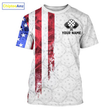 Load image into Gallery viewer, Custom smoke US flag patriotic pickleball tshirt for men white pickleball jersey