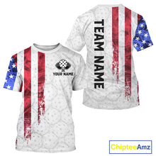 Load image into Gallery viewer, Custom smoke US flag patriotic pickleball tshirt for men white pickleball jersey