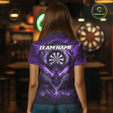 Load image into Gallery viewer, Lightning Purple &amp; Grey Dragon Skull Dartboard Custom Women Darts Polo Shirt, Dart Jerseys NYN1809